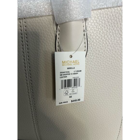 Michael Kors Mirella Small Pebbled Leather Convertible Crossbody Bag Cream NWT - Picture 5 of 5